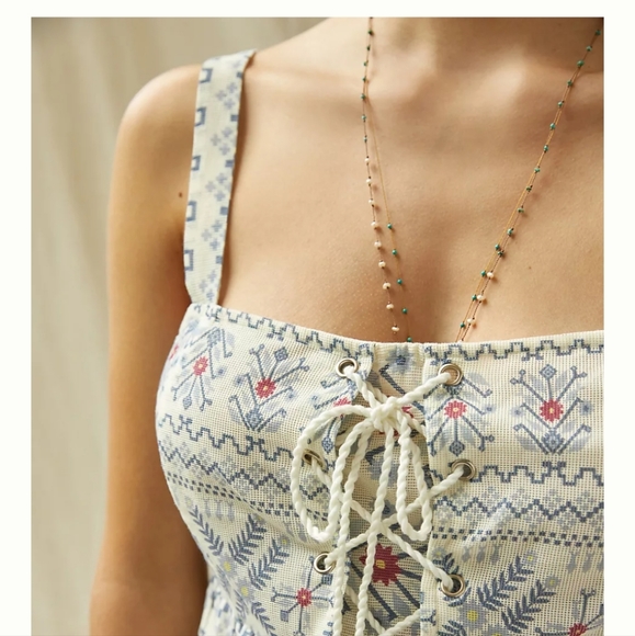 Anthropologie Lace-up Peplum Tank - Picture 2 of 8